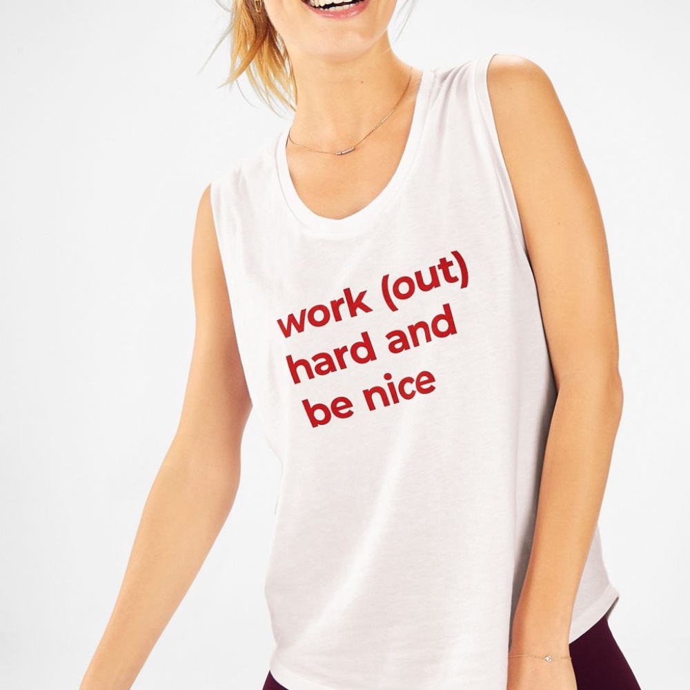 Fabletics Janis Muscle Tank Top Work Out White Womens Size Medium NEW